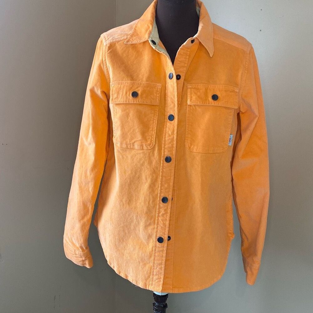 Stio Saratoga cord shirt jacket womens size medium snap front cantaloupe orange
